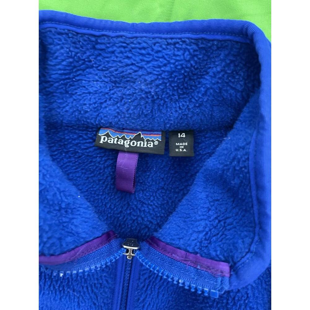 PATAGONIA x VTG 90s Synchilla Fleece Jacket Purple blue Full Zip Youth 14 H94 - Picture 3 of 4